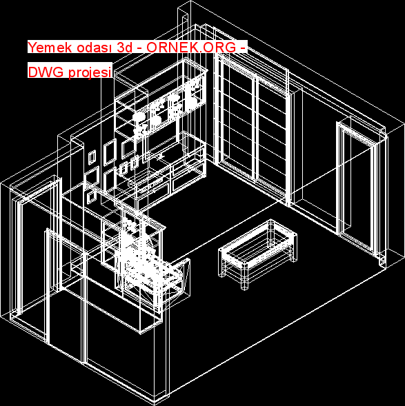 Yemek odası 3d dwg projesi Autocad Projeler