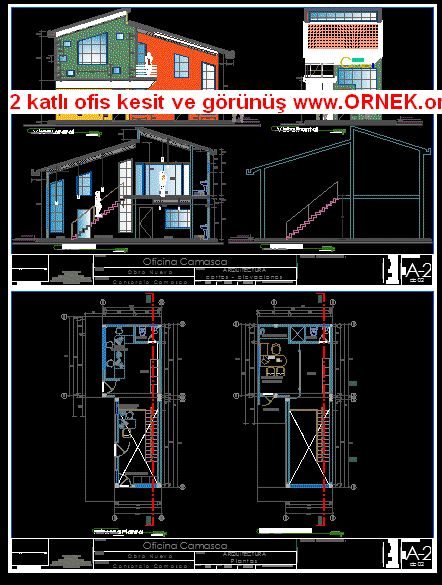 Katl Ofis Kesit Ve G R N Dwg Projesi Autocad Projeler