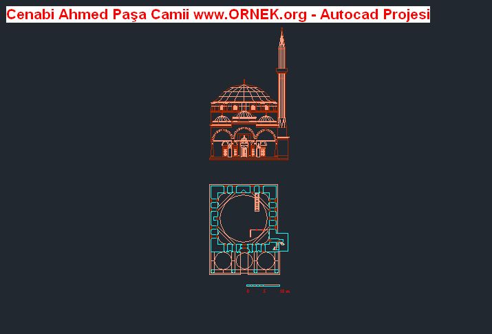 Cenabi Ahmed Paşa Camii dwg projesi Autocad Projeler