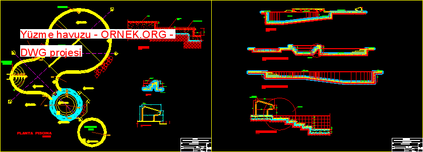 Yüzme havuzu dwg projesi Autocad Projeler