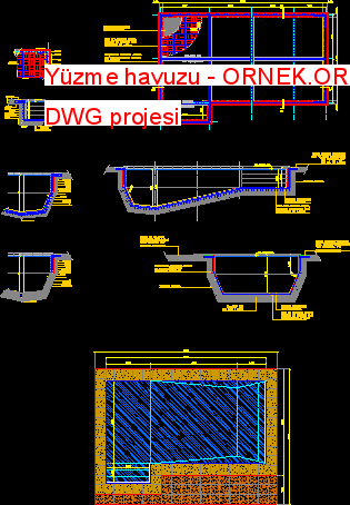 Yüzme havuzu dwg projesi Autocad Projeler