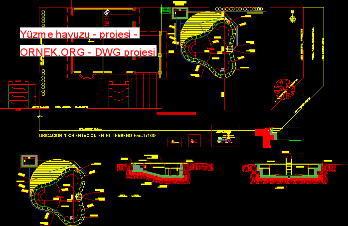 Yüzme havuzu projesi dwg projesi Autocad Projeler