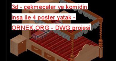 3d - çekmeceler ve komidin inşa ile 4 poster yatak 917.59 KB