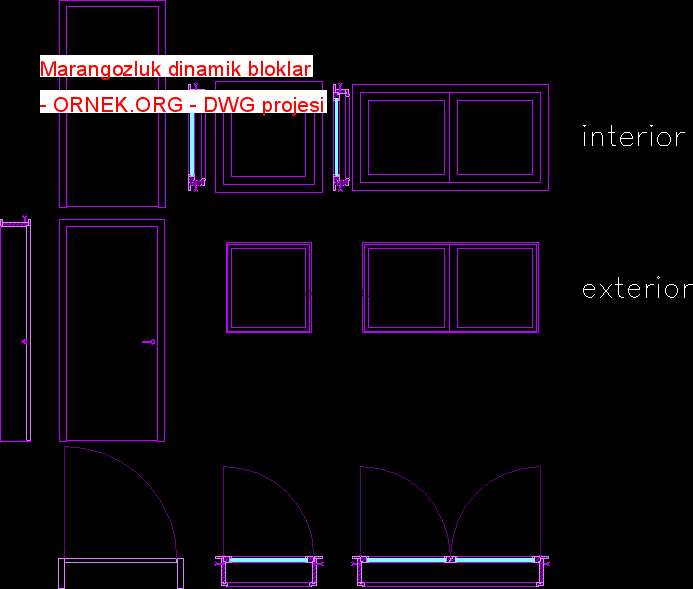 windows door section and plan dynamic 2d blocks