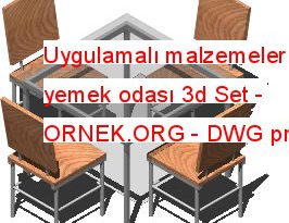 Uygulamalı malzemeler ile yemek odası 3d Set 36.07 KB