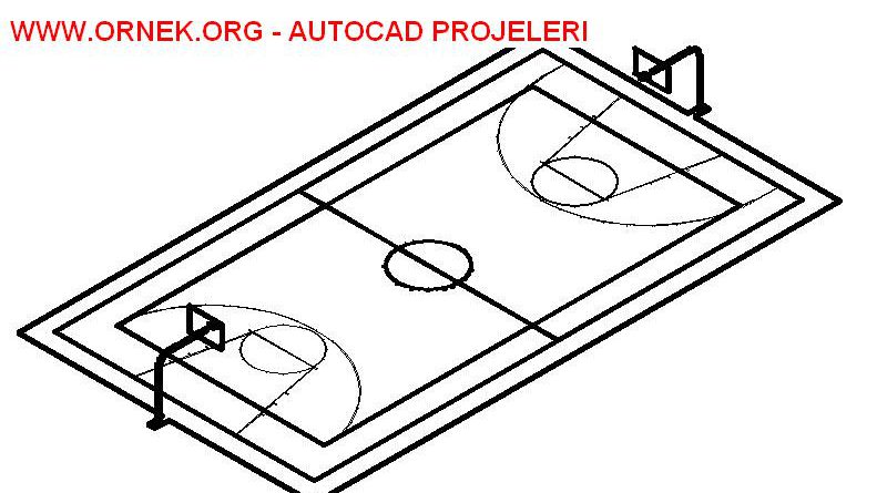 3D Basketbol Sahası Çizimi 3 Boyutlu Basketbol Sahası