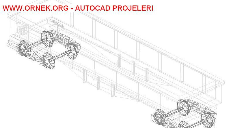 3D Tren Yük Vagonu Çizimi 3 Boyutlu Tren Yük Vagonu