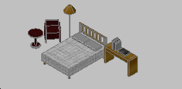 Yatak Odası Mobilyaları - yatak masa lambası ... 3D Yatak ve masa