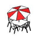 Bir şemsiye ile açık masa ve sandalyeler Açık Table02