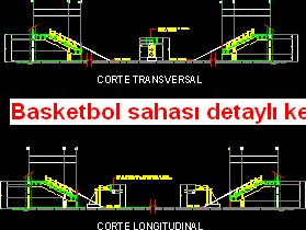 Basketbol sahası detaylı kesitleri Basketbol sahası detaylı kesitleri