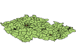 Çek Cumhuriyeti ilçeler şehirler Haritası ( WGS - 84 jeoreferans verileri içerir ) CR okresy WGS84