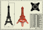 ( Autodesk Inventor ) oyuncak seti Merkur - Eyfel Kulesi modeli ve çizim Eyfel Kulesi çizim ve maket