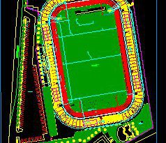 futbol sahası stat stadı detaylı plan kesit ve görünüşleri Futbol Stadyumu