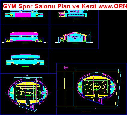 GYM Spor Salonu Plan ve Kesit GYM Spor Salonu Plan ve Kesit