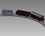 Lokomotif T211 - BN150 ve raylar üzerinde 2 vagonları H0 - lokotraktor - BN150 - 2vagony