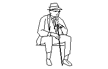 Yaşlı adam ( bir şapka ve sopayla ) oturan Person8