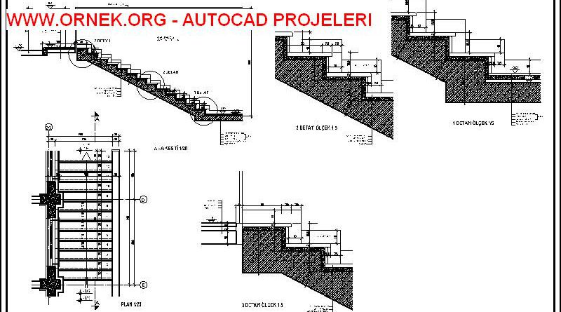 Servis Merdiveni Sistem Detayı Çizimi Servis Merdiveni Sistem Detayı