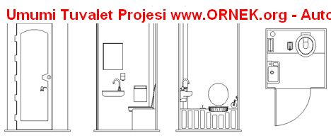 Umumi Tuvalet Projesi plan kesit görünüş Umumi Tuvalet Projesi