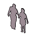 Yürüyüş çift tutan eller ( yükseklik karton tarzı ) WalkingCouple
