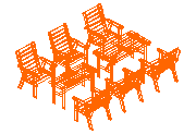 Bahçe mobilyaları - 6 sandalye 2 masalar bahçe mobilyaları 3D