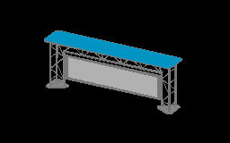 Cam masa ile çelik yapı ( 290cm ) bar 290cm